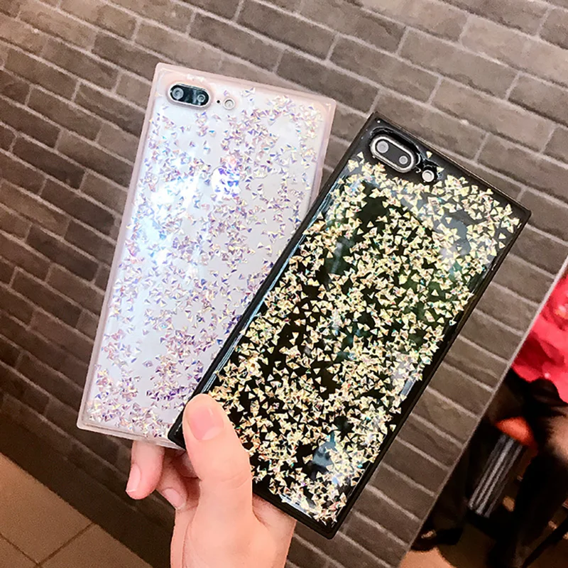 Роскошный эпоксидный квадратный чехол для iphone 7 силиконовый блестящий из
