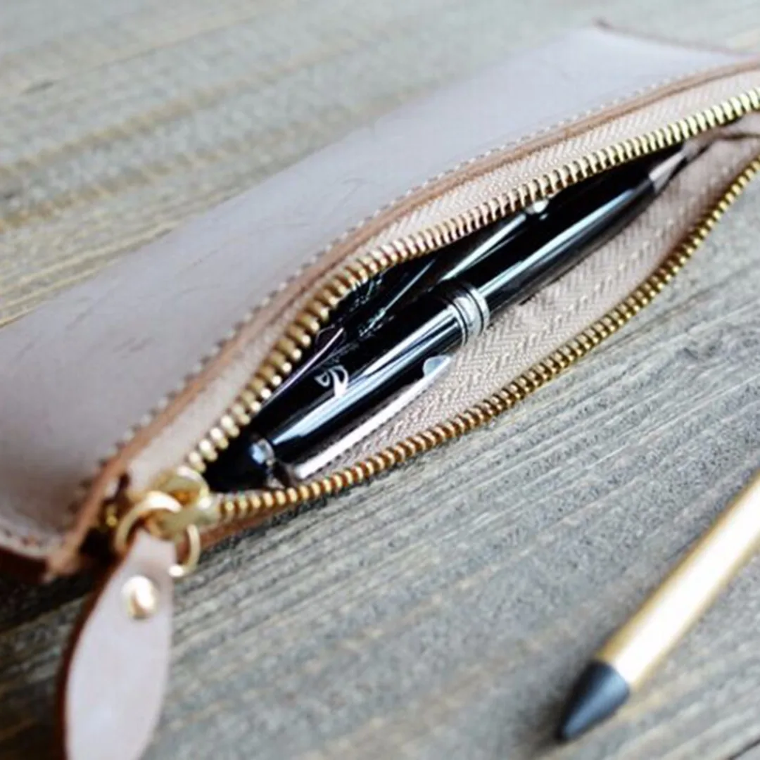 1 шт. кожаный чехол для карандашей на молнии с отделением хранения 217*63 мм | Дом и