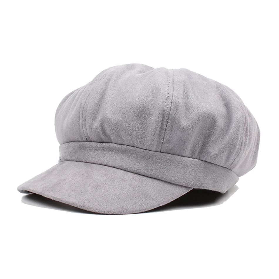 light grey BUTTERMERE, Мужская кепка Newsboy, замша, кожа, Женская Повседневная винтажная плоская кепка, береты, британский стиль, весенние классические Восьмиугольные шляпы - Цвет: light grey