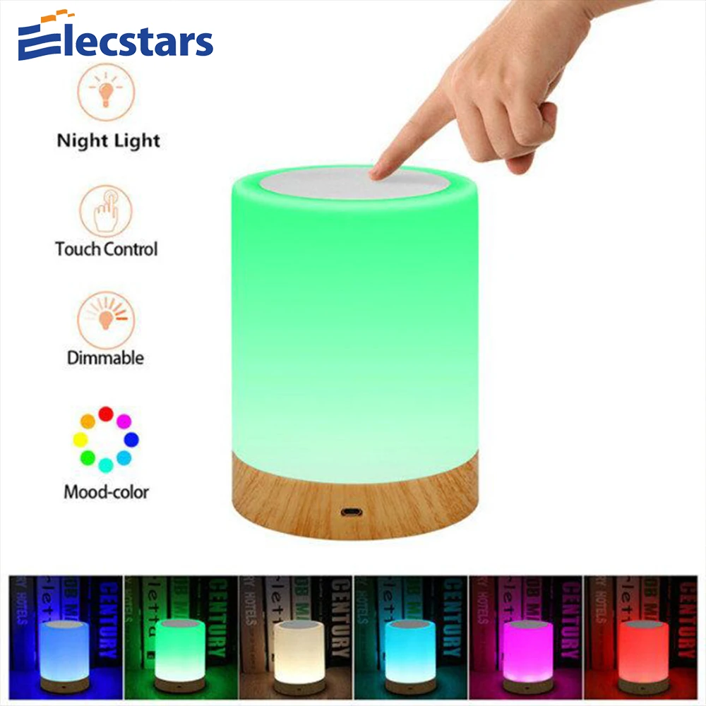 Elecstars Сенсорная лампа портативный ночник изменение цвета RGB перезаряжаемые