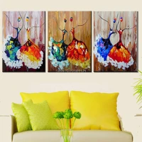 hand made 3 piece modern abstract oil painting on canvas colorful ballerina art paintings ballet dancer girl home decor picture