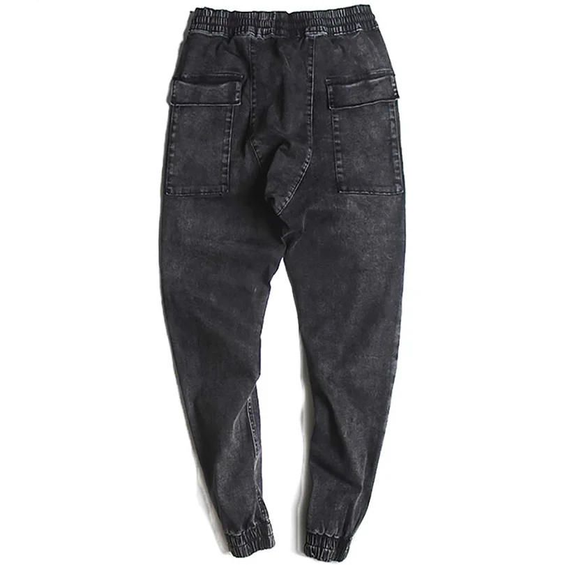 High quality Men Jeans Denim Pants 2019 Vintage Full Length men Solid Elastic Waist Midweight Pencil Men's D43 | Мужская одежда