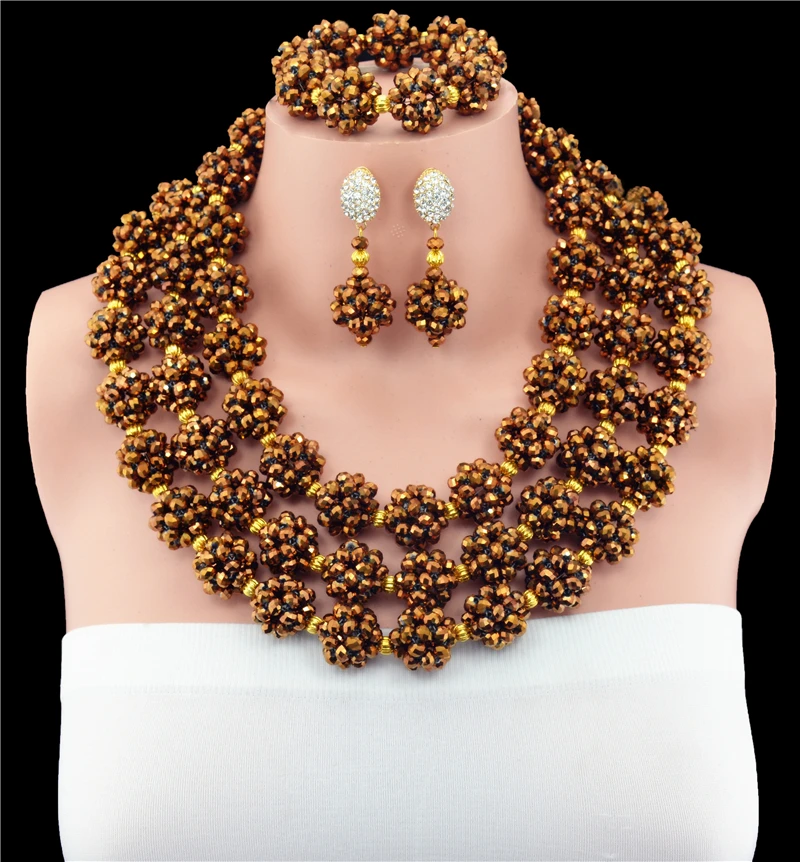 Роскошный золотой комплект ювелирных изделий для свадьбы в нигерийском стиле с