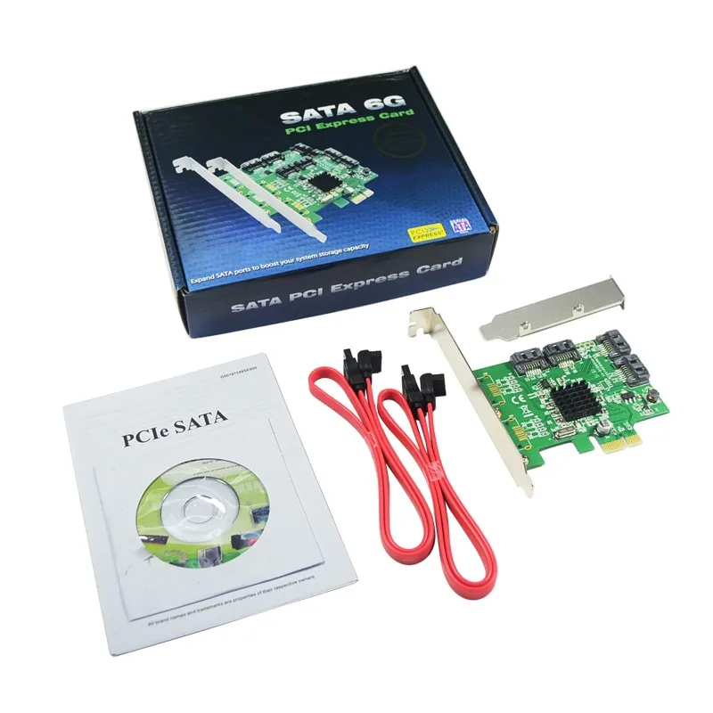 

4 Port SATA3.0 6Gbps Expansion Card 88SE9215 Chipset PCI-Express Controller SATA Cards