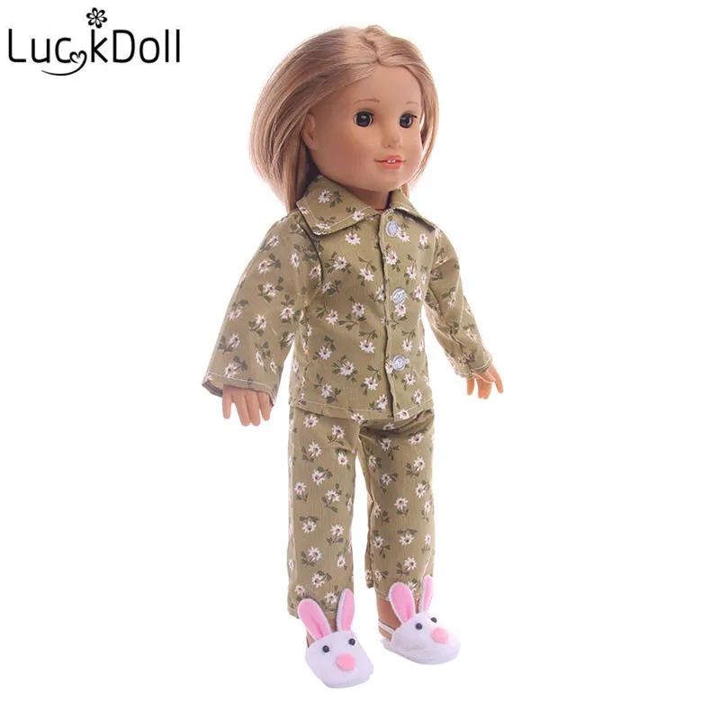 LUCKDOLL кукольная Пижама с цветочным принтом для 18 дюймовых американских кукол или