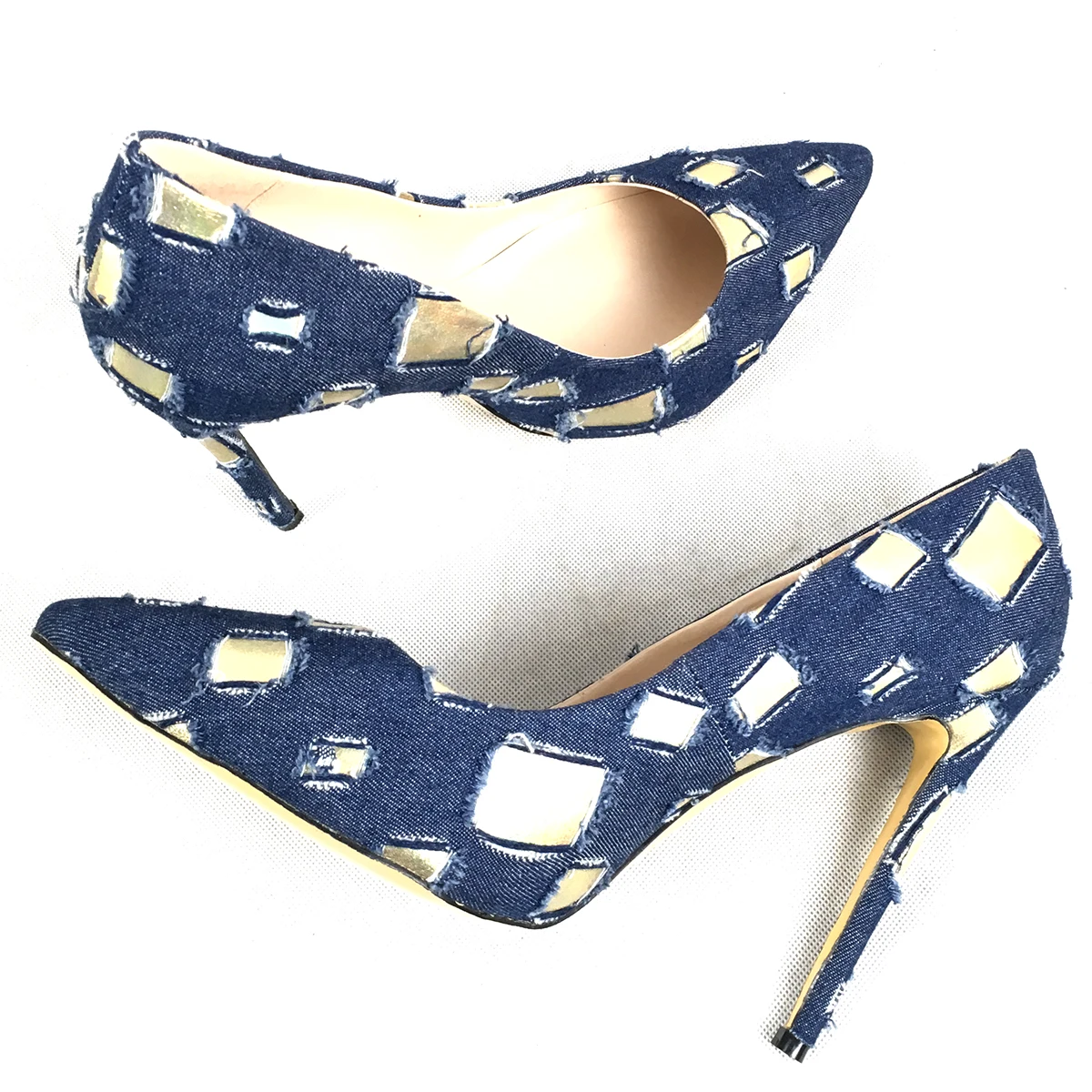 Aimirlly/Женская обувь Туфли лодочки с острым носком на высоком каблуке Джинсовые