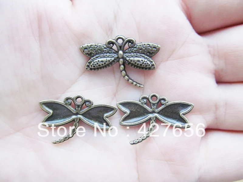 20 шт античный серебряный тон/с бронзовой филигранью под старину Стрекоза