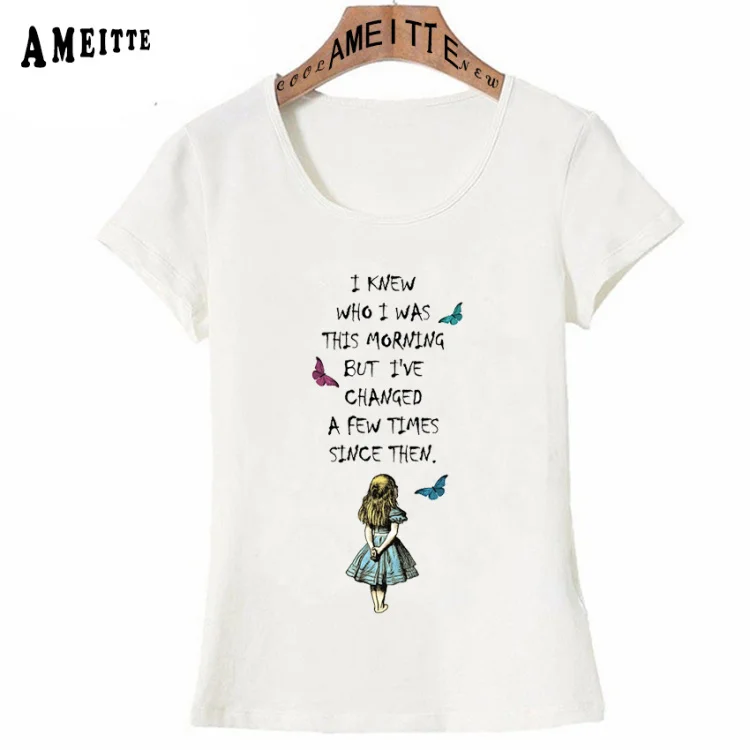 Z7134 Футболка Alice In Wonderland с цитатой летняя модная женская футболка милые повседневные топы для девочек в стиле хип-хоп красивые женские футболки - Цвет: Z7134
