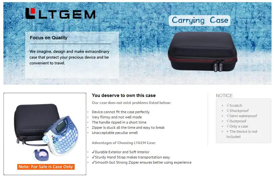 LTGEM EVA Жесткий Чехол для Dymo LetraTag LT100-H производитель этикеток(1749027