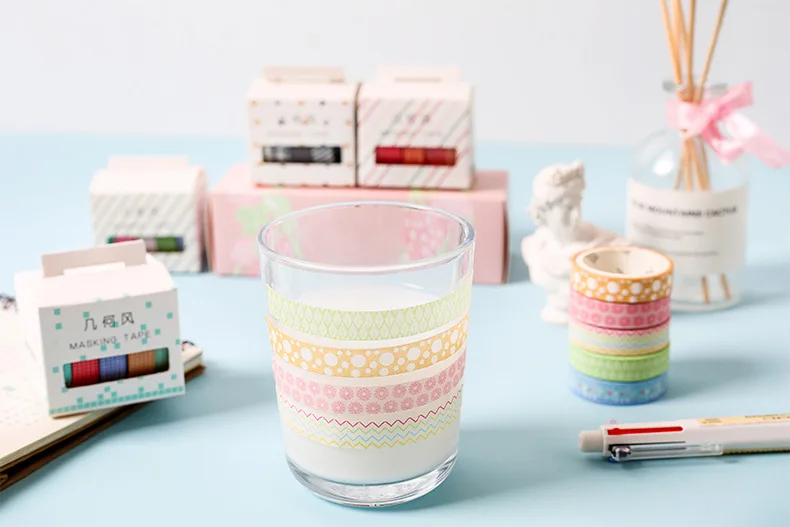 5 рулонов/комплект тонкий лента Washi, фото альбом, ежедневник, сделай сам, декоративная изоляционная лента, в японском стиле Стикеры Скрапбукинг Основные лента