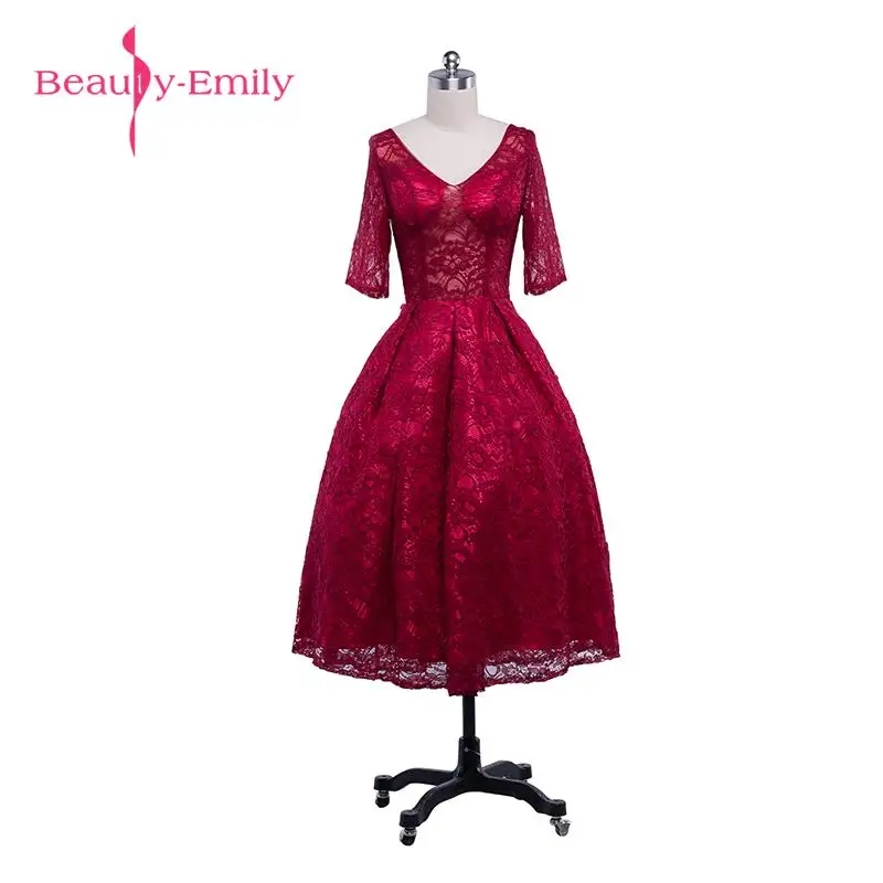 Beauty Emily кружевное платье длиной до колен Мать новобрачных 2017 бальное с v образным