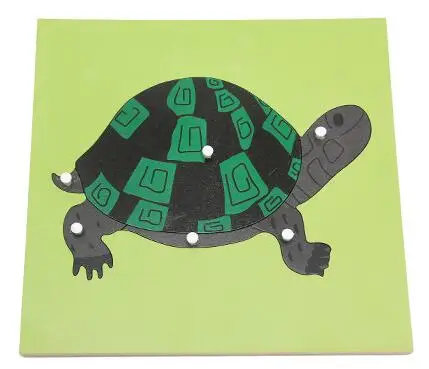 Turtle Монтессори материал собрать их все 8 животных растений деревянные панели головоломки лягушка черепаха лошадь цветок игрушка для малышей раннего обучения - Цвет: Turtle