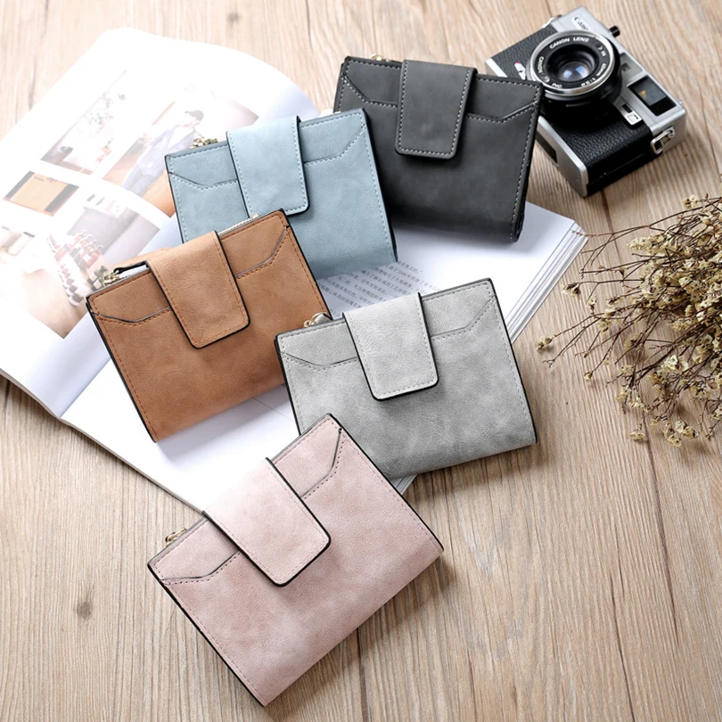 Женский кошелек модный винтажный женский маленький из кожи многофункциональные