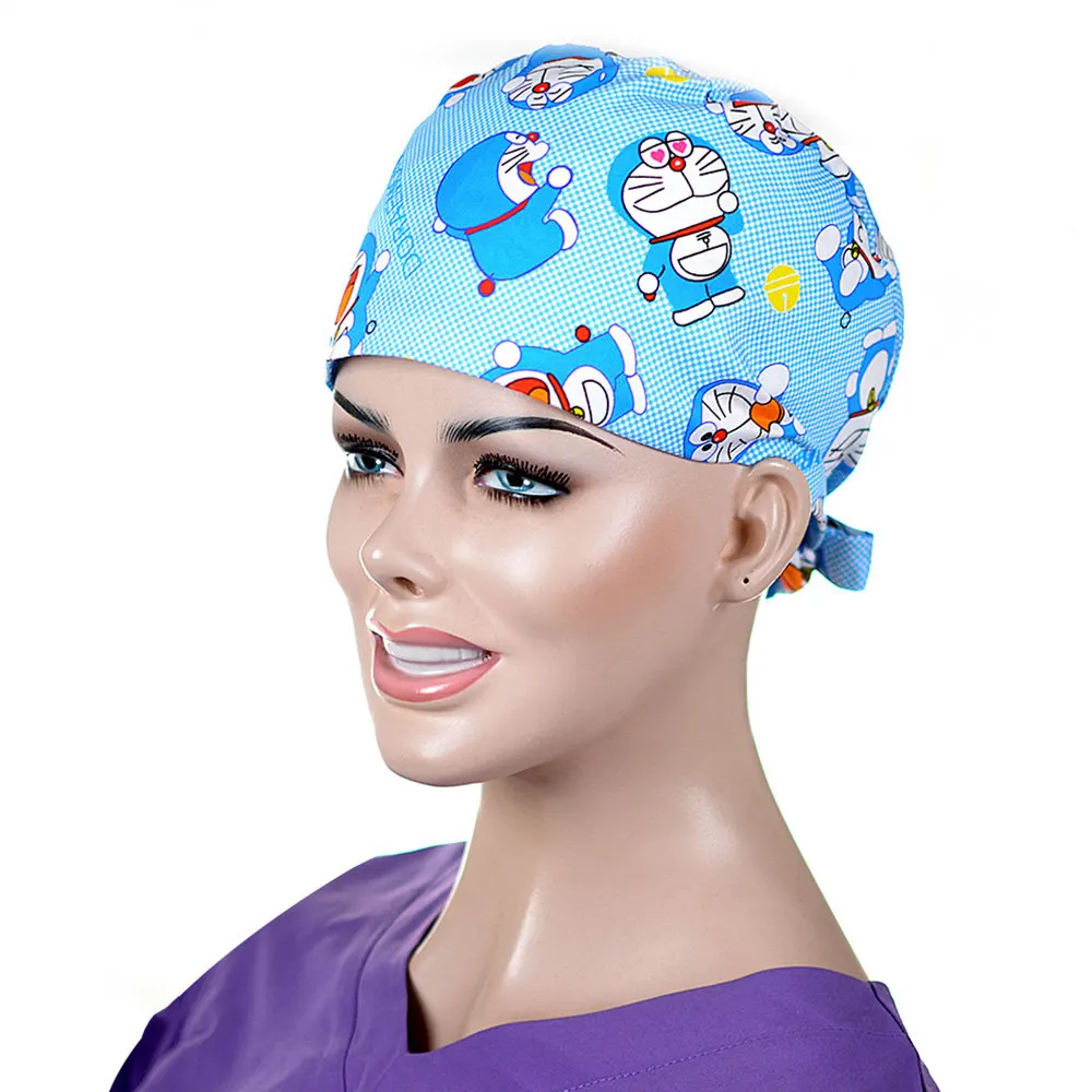 Surgical Cap 1 Мультяшные ветеринарные хирургические шапки с принтом, медицинские принадлежности для врача медсестры, хлопок, рабочие шапки для стоматолога - Цвет: Surgical Cap 1