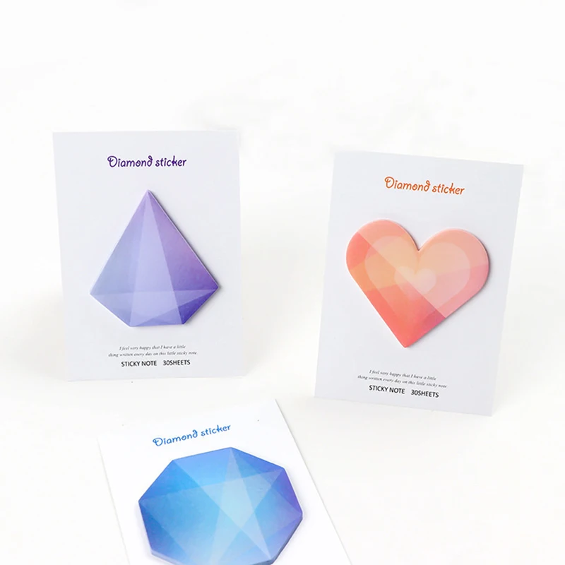 6 шт./лот Diamant Autocollants 30 Feuilles Bloc-notes Autocollantes градиент Couleur Note Post Papeterie Bureau Fournitures