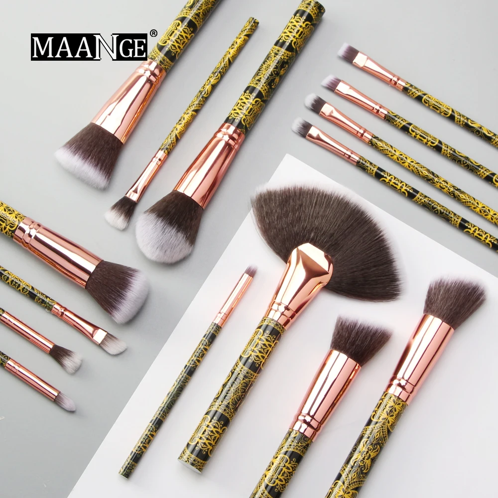 

MAANGE 15pcs Professional Makeup Brushes Set Kit Foundation Blush Lip Eyeliner Eye Shadow Face Powder Brush Set For Cosmetic