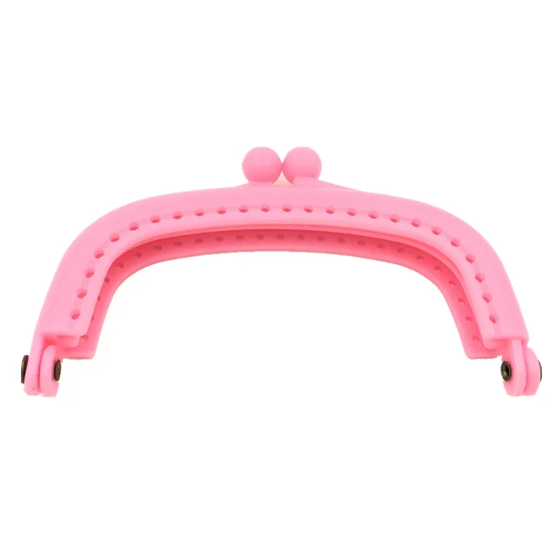 

Fashion Candy Color Pink Plastic Coins Purse Arc Arch Frame Kiss Clasps Lock Clutch Clips DIY Handbag Handle 9x5cm, 50Pcs