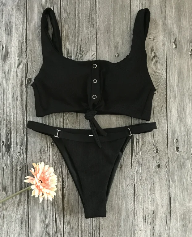 Женский комплект бикини с узлом спереди новое однотонное красное подкладкой