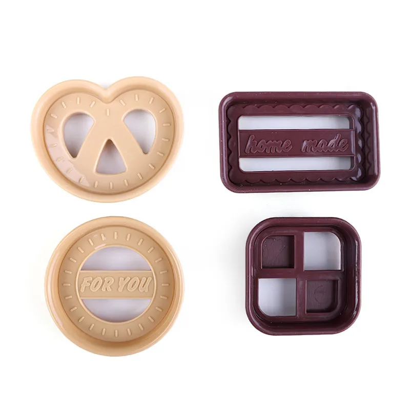 ANGRLY 4Pcs/Set Circle / Square Rectangle Heart-shaped Design Sugar Cookie Molds Craft Plunger Cutter Tools | Дом и сад