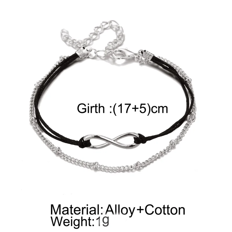 Модный женский летний стильный стальной многослойный браслет на удачу 8 слов