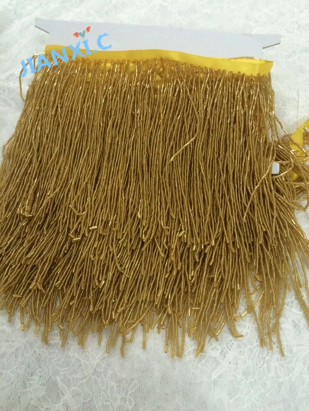 Лидер продаж золотистые бусины 15 см 5 ярдов бахрома блестящие для украшения