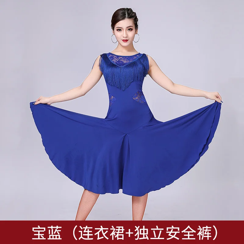 dark blue Пикантные Новинка года костюм professional кисточкой платье Женский взрослый конкурс латиноамериканских танцев - Цвет: dark blue