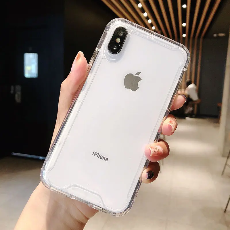 transparent Прозрачный противоударный бампер чехол для телефона для iPhone X XS XR XS Max 8 7 6 6splus цветной мягкий задний Чехол для iPhone 11 11Pro Max - Цвет: transparent