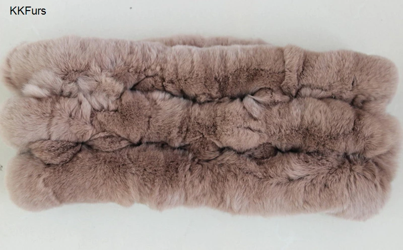 KKFurs Women's Real Rex Rabbit Fur Scarf Top Quality Ladies Fur Scarves Winter Neck Warm Neckerchief S1427