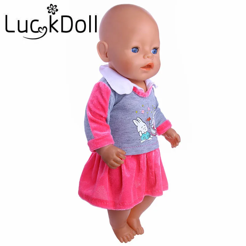 Платье LUCKDOLL с милым Кроликом Размер 18 дюймов американская кукла 43 см аксессуары