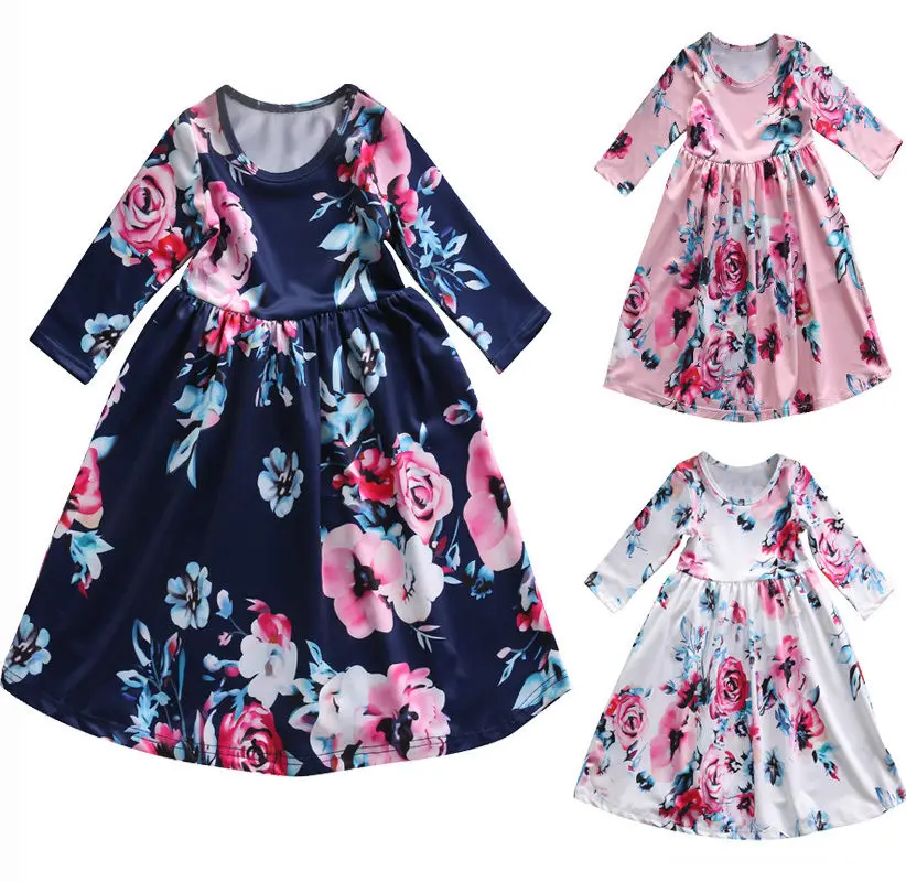Toddler Kids Baby Girls Boho Long Foral Princess Party Dress Prom Beach Maxi Sundress Print Lovely Casual Sleeve Dresses | Детская