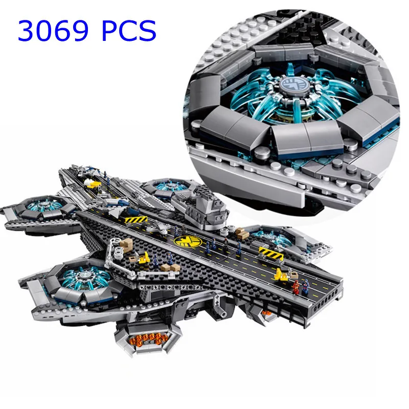 Мстители 3069 шт. техника фигурки блоки 76042 07043 супер герои серия щит Helicarrier