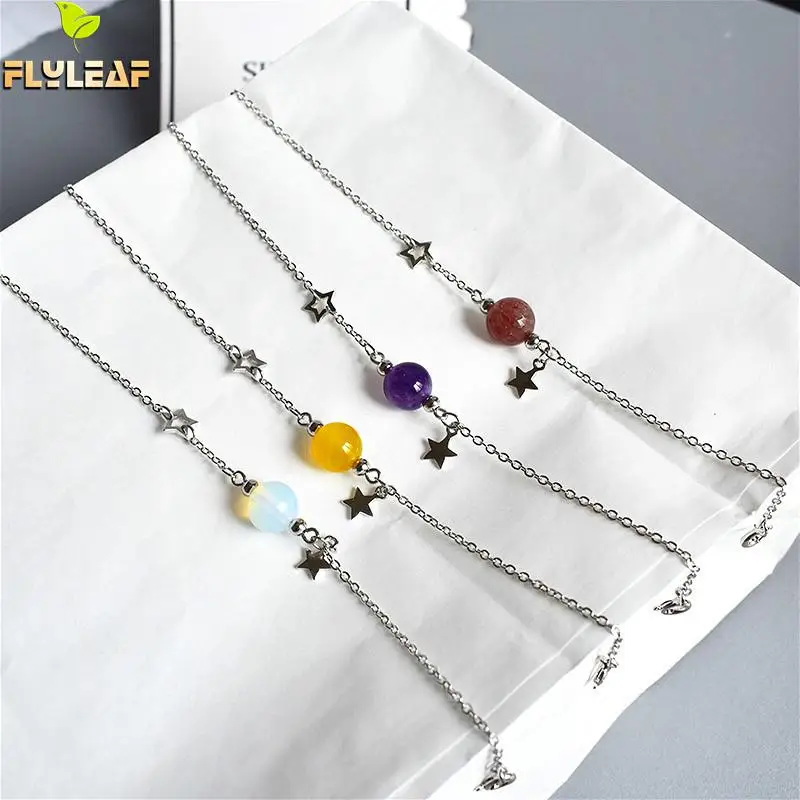 

Star Bell Nature Stone Opal Crystal 100% 925 Sterling Silver Bracelets For Women Fashion Fine Jewelry Bracelets & Bangles