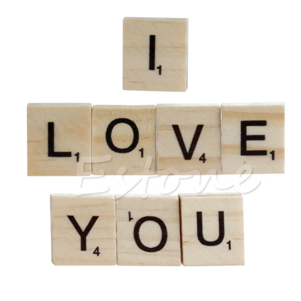 

New Arrival 100x Wooden Alphabet Scrabble Tiles Black Letters & Numbers For Crafts Wood #1