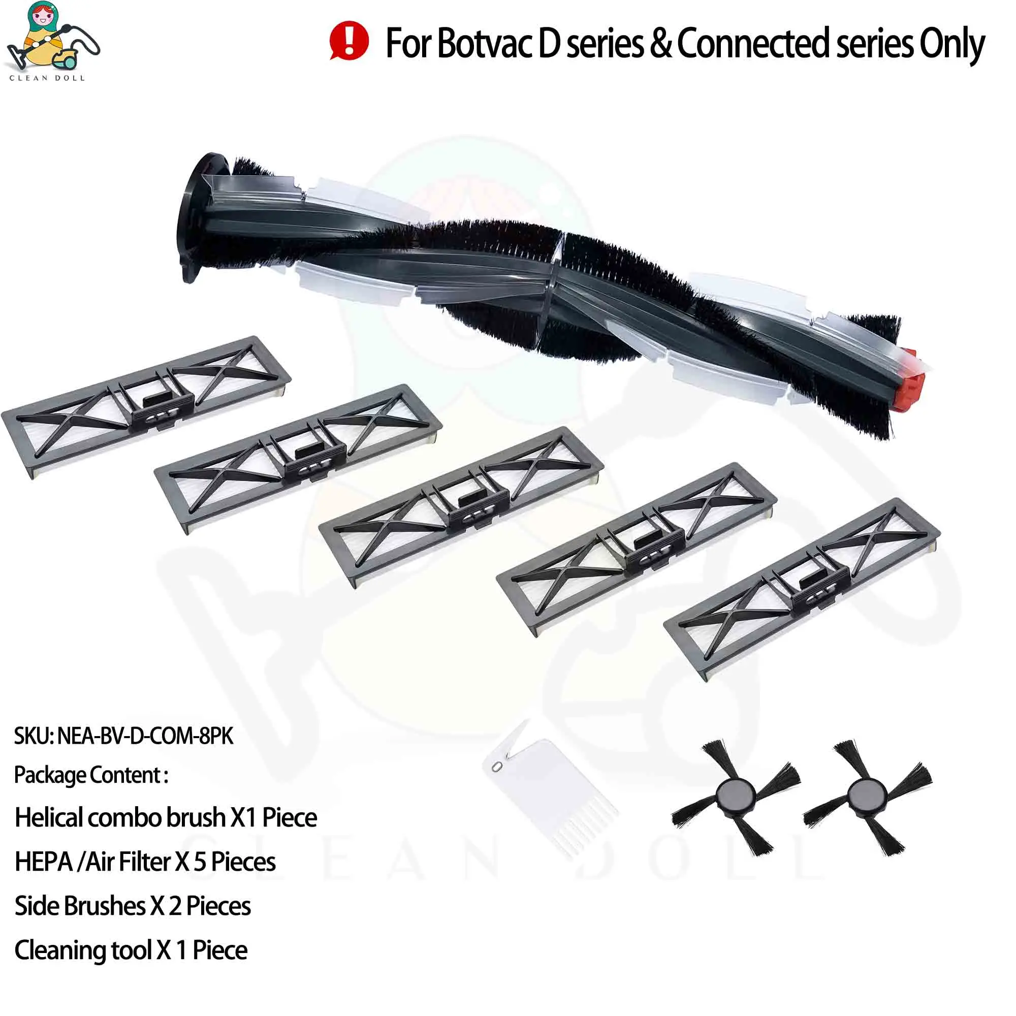 NEA-BV-D-COM-8PK Боковая щетка HEPA фильтр для Neato Botvac D3 D4 D5 D6 D7 D70 D75 D80 D85 подключенный Botvac все серии запчасти для пылесоса - Цвет: NEA-BV-D-COM-8PK