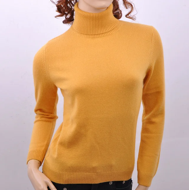 candy color 100%goat cashmere plain knit women's sweater pullover turtleneck basic style S/90-4XL/120 | Женская одежда
