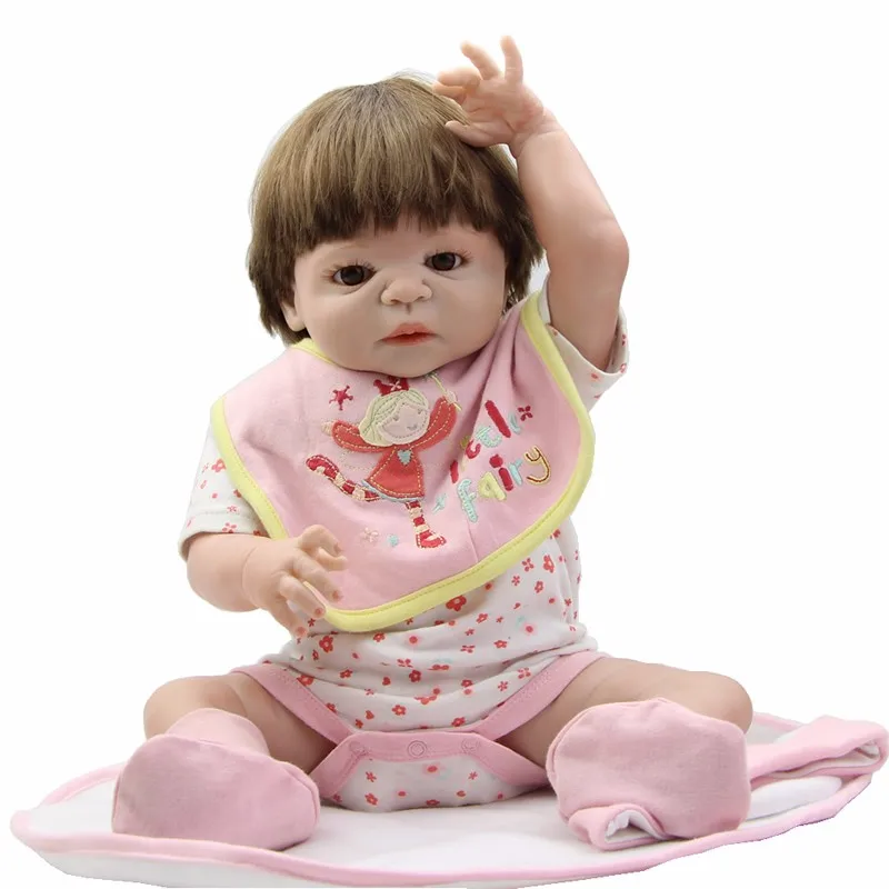 

23inch 57cm Full Silicone Reborn Baby Lifelike Toddler Baby Bonecas real touch super toys bathe menina Toys For Kids Gifts