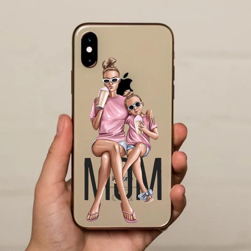 Vogue принцесса девушка мама босс чехол для телефона чехол для apple iPhone 10 X XS MAX XR 5 5S SE 6 6S 7 8 Plus коричневый черный чехол для волос - Цвет: TPU transparent