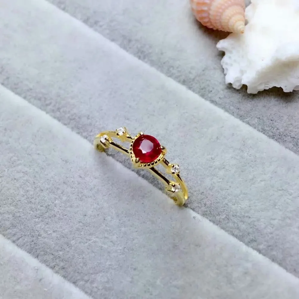 Shilovem натуральный сжигание голубя крови кольца из рубинового драгоценного камня для женщин Настоящее 925 пробы серебро подарок модный mj0505880agh