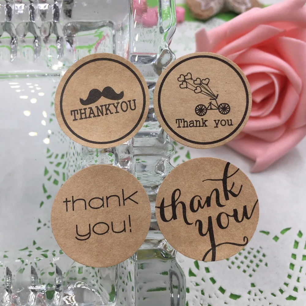 300 шт. бумага благодарим вас сердце круговой Cursive дизайн наклейки этикетки