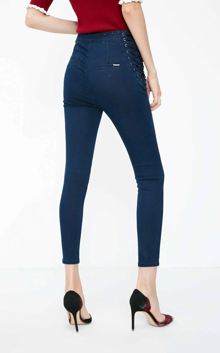 Vero Moda новые женские уличные стильные на шнуровке с высокой талией облегающие укороченные джинсы | 318349562