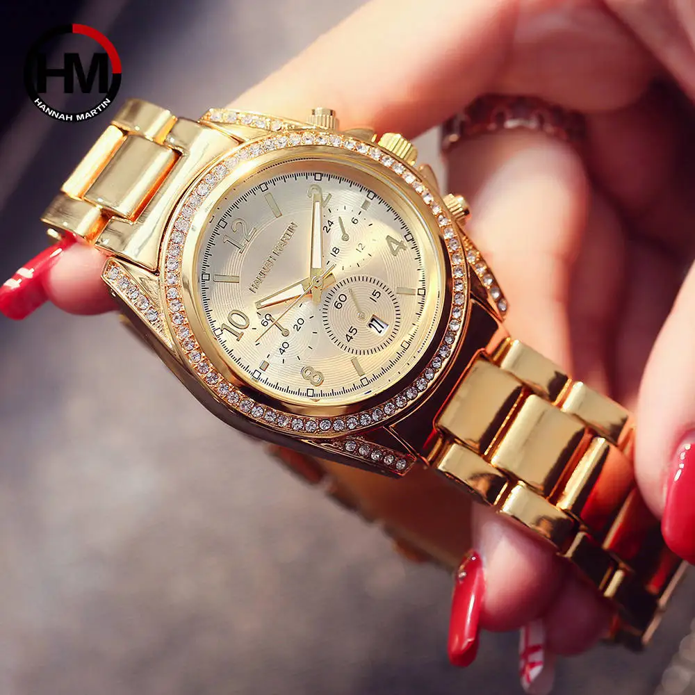 

2018 Ladies Top Luxury Brand Diamond Clock Women Rhinestone Wrist Watch Calendar Waterproof Rose Gold Fashion Casual Wristwatch