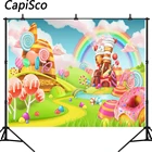 Capisco фотография фон для фотографирования с изображением ярких цветов с изображением замка из мультфильма детский наряд для дня рождения вечерние Радуга Фотофон сказка для фотосъемки студийный реквизит