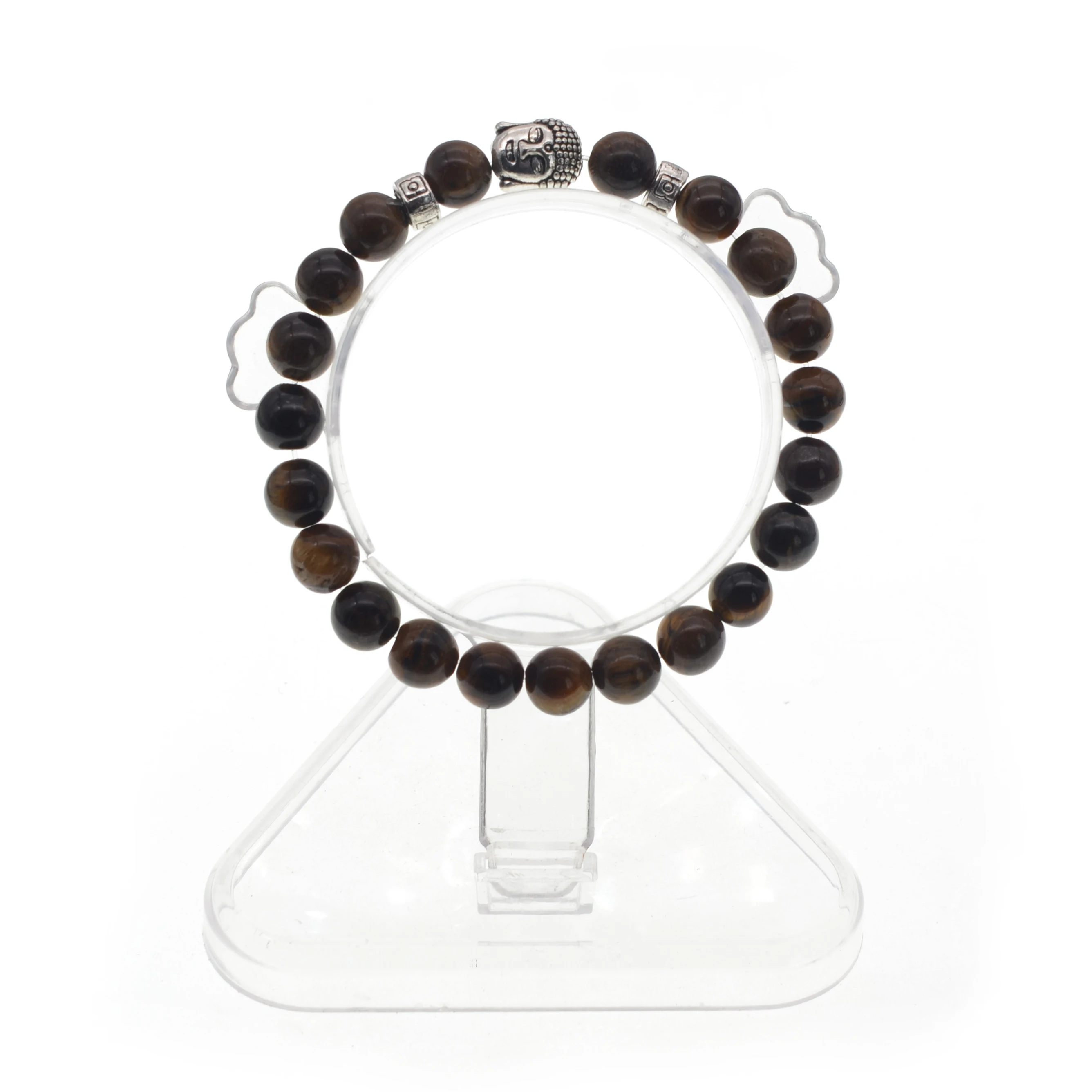 Tiger Eye White Crystal Green Natural Stone Bangle Bracelet Buddha Gold Jewelry Gift  Couple