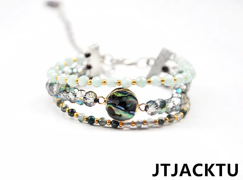 

amazonite stone layered cuff bracelet for woman