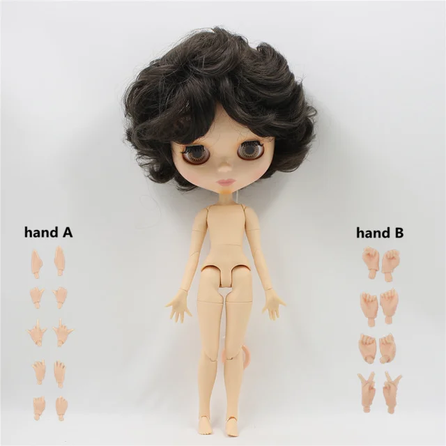 doll with hands AB Кукла телесного цвета Blyth с соединением тела 30 см, модная черная короткая кукла для волос, сделай сам, макияж 1/6, bjd blyth куклы для девочек - Цвет: doll with hands AB