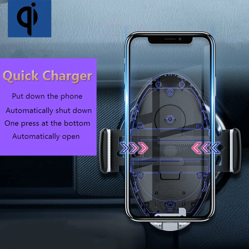 Qi Беспроводной автомобиля Зарядное устройство для iPhone X 8 XS XR samsung Galaxy s7 S8 S9 плюс