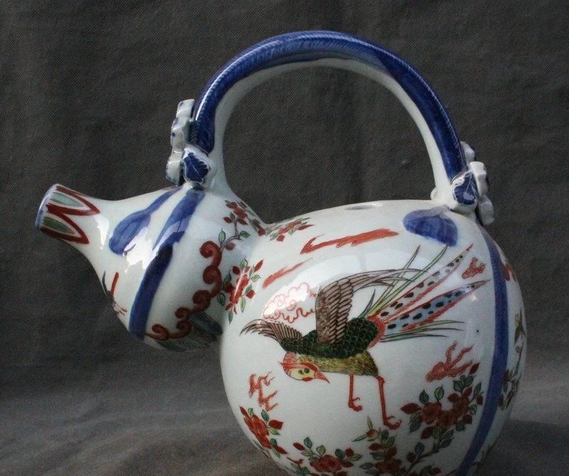 10 &quotКитайский Wu Cai фарфор династии Мин кран ручка Тыква Вино чайник Флагон | Дом и