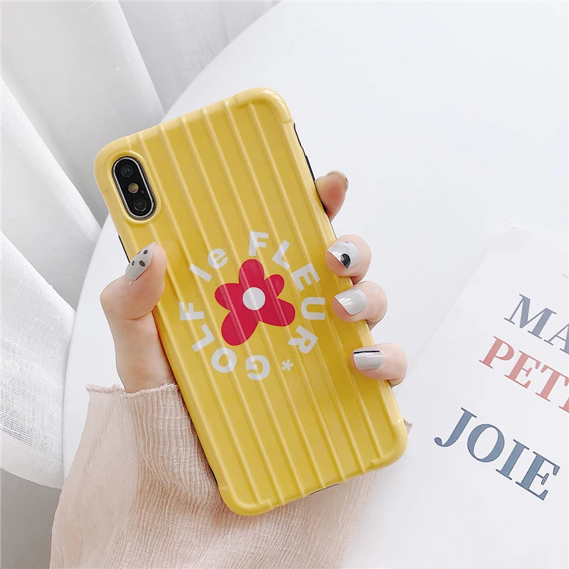 Glam Phone Case Fashion Flower Suitcase for iPhone XS Max XR X 8plus 8 7plus 7 6S/6 Plus Soft Tpu Back Cover | Мобильные телефоны и
