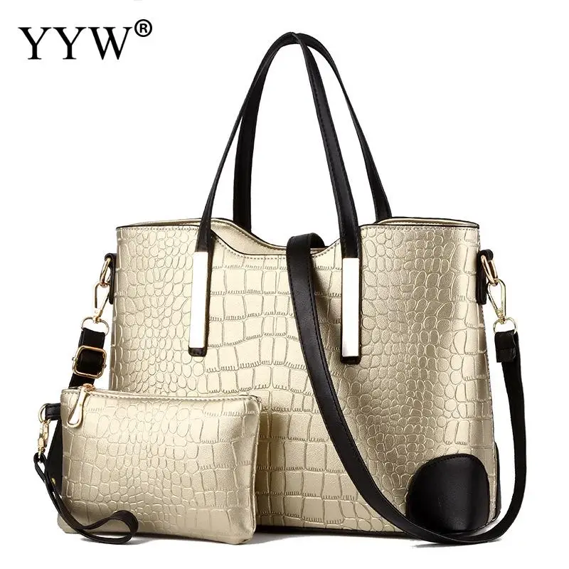 Женская сумка на плечо из крокодиловой кожи комплект 2 предметов композитная
