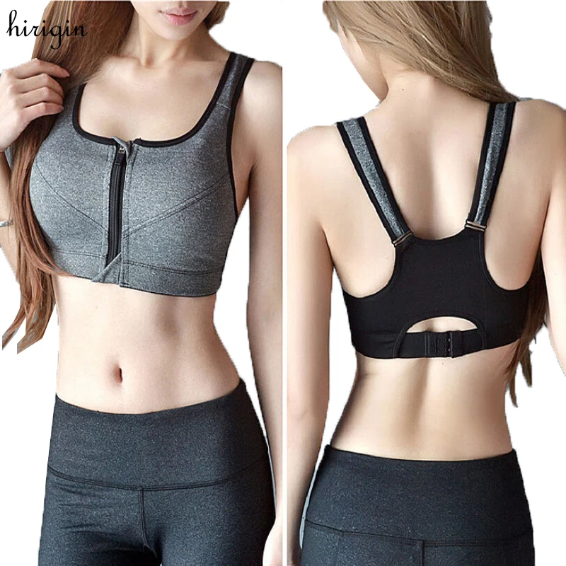 Женский спортивный бюстгальтер на молнии с эффектом пуш-ап без косточек